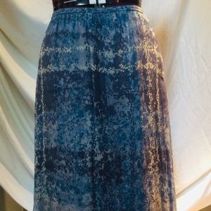 J.Jill blue silk watercolor long skirt LP